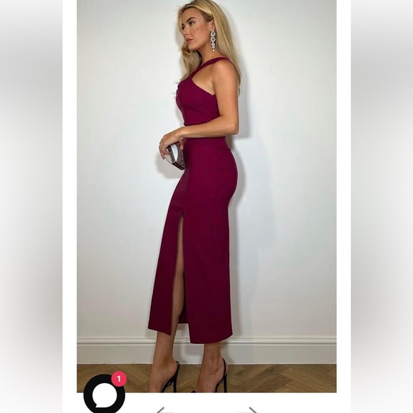 Dresses Vesper Aida Berry Cross Neck Split Midaxi Dress Wedding Guest